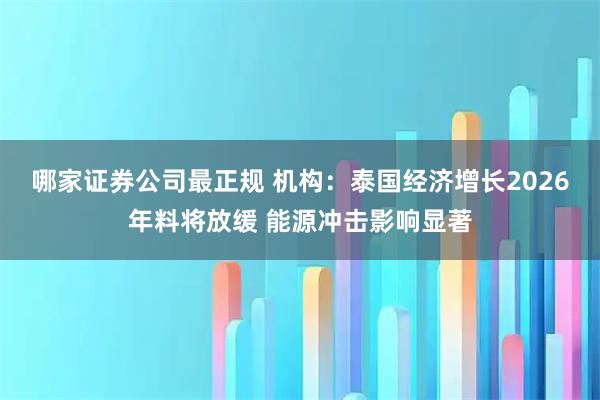 哪家证券公司最正规 机构：泰国经济增长2026年料将放缓 能源冲击影响显著